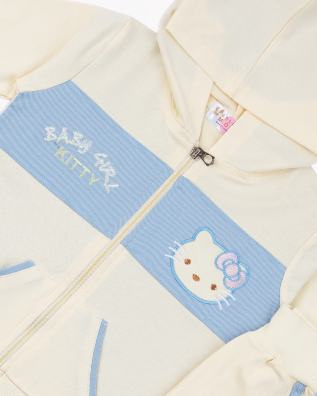 Girl Yellow Hooded Zip-Up and Stripe Pant Set