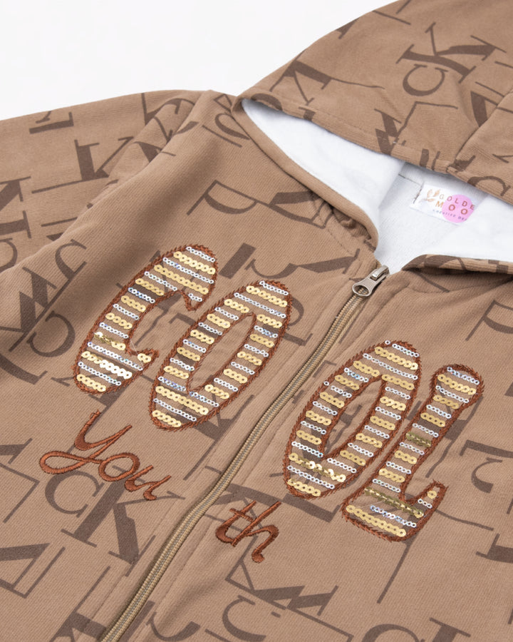 Girl Brown Cool Zip-up Hoodie