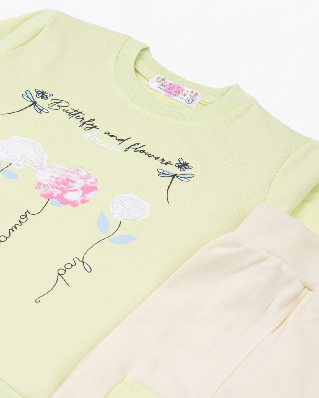 Girl Green Floral Crewneck and Pant Set