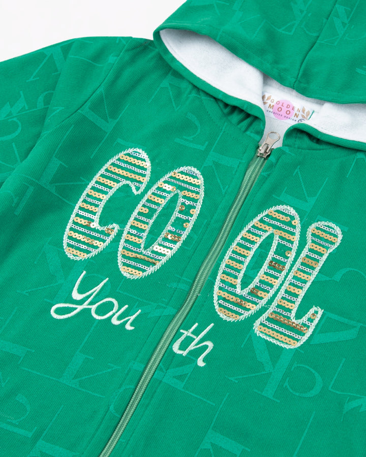 Girl Green Cool Zip-up Hoodie