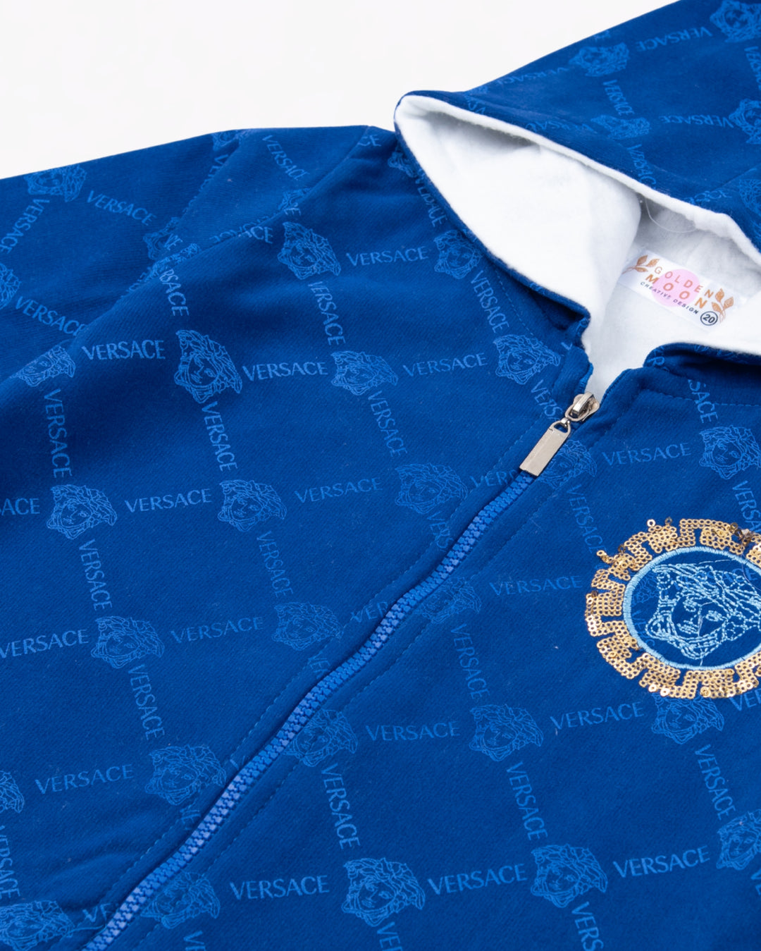 Girl Blue Patterned Zip-up Hoodie
