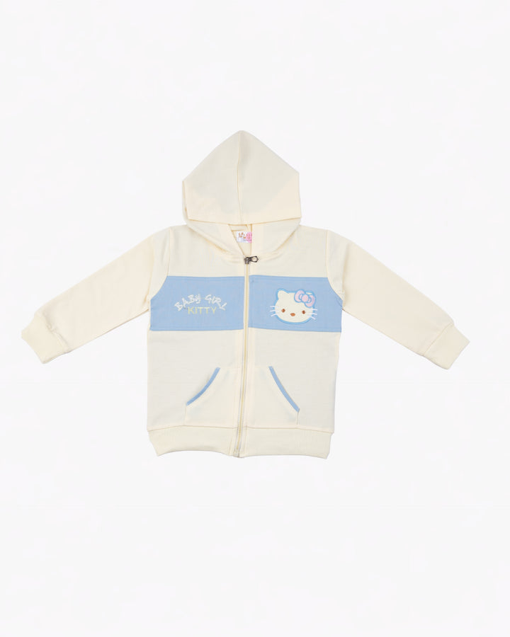 Girl Yellow Hooded Zip-Up and Stripe Pant Set