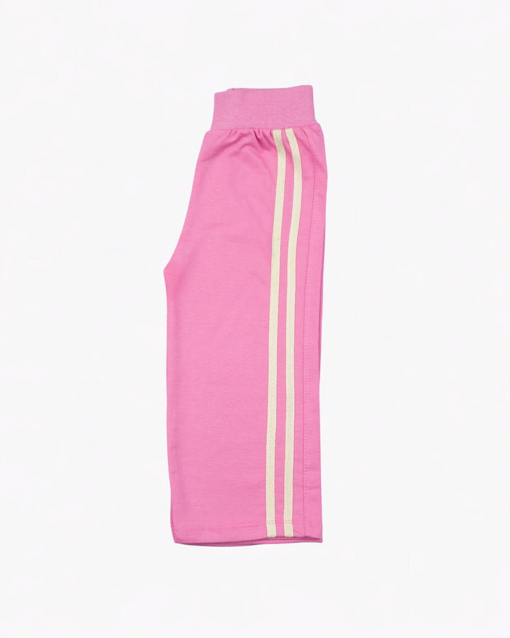 Girl Pink Butterfly Patch Crewneck & Stripe Pant Set
