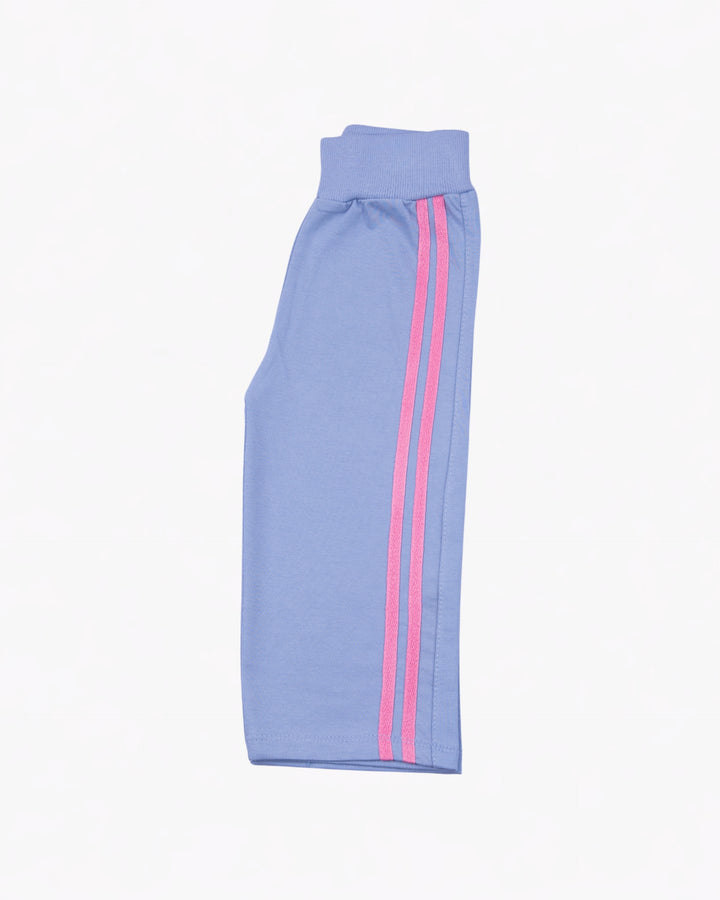 Girl Blue Butterfly Patch Crewneck & Stripe Pant Set