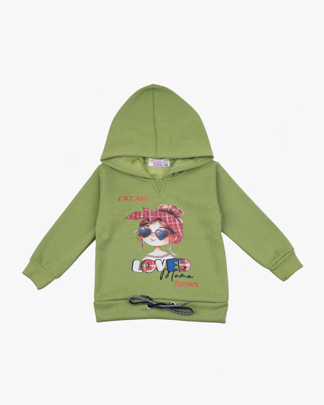 Girl Green Cartoon Hoodie and Pant Set