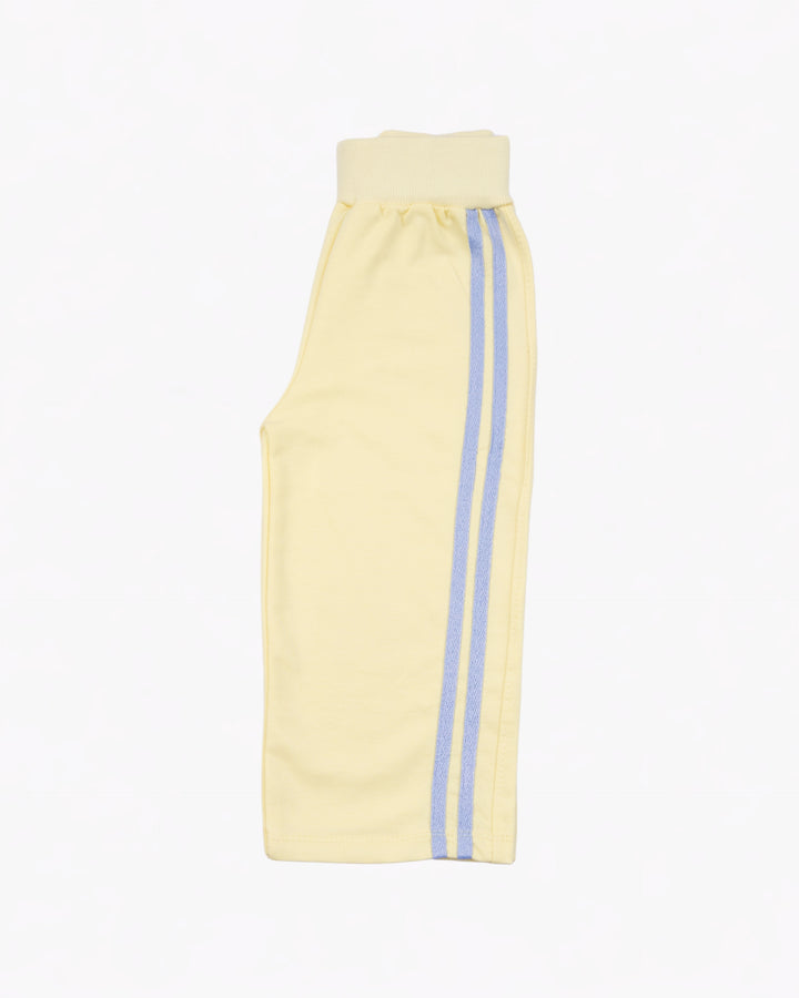 Girl Yellow Butterfly Patch Crewneck & Stripe Pant Set