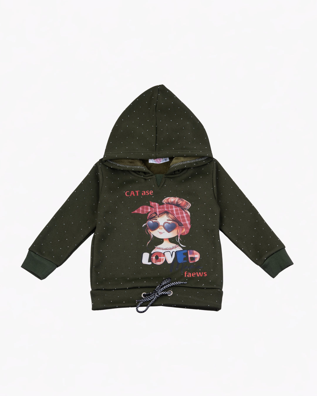 Girl Olive Cartoon Hoodie and Pant Set