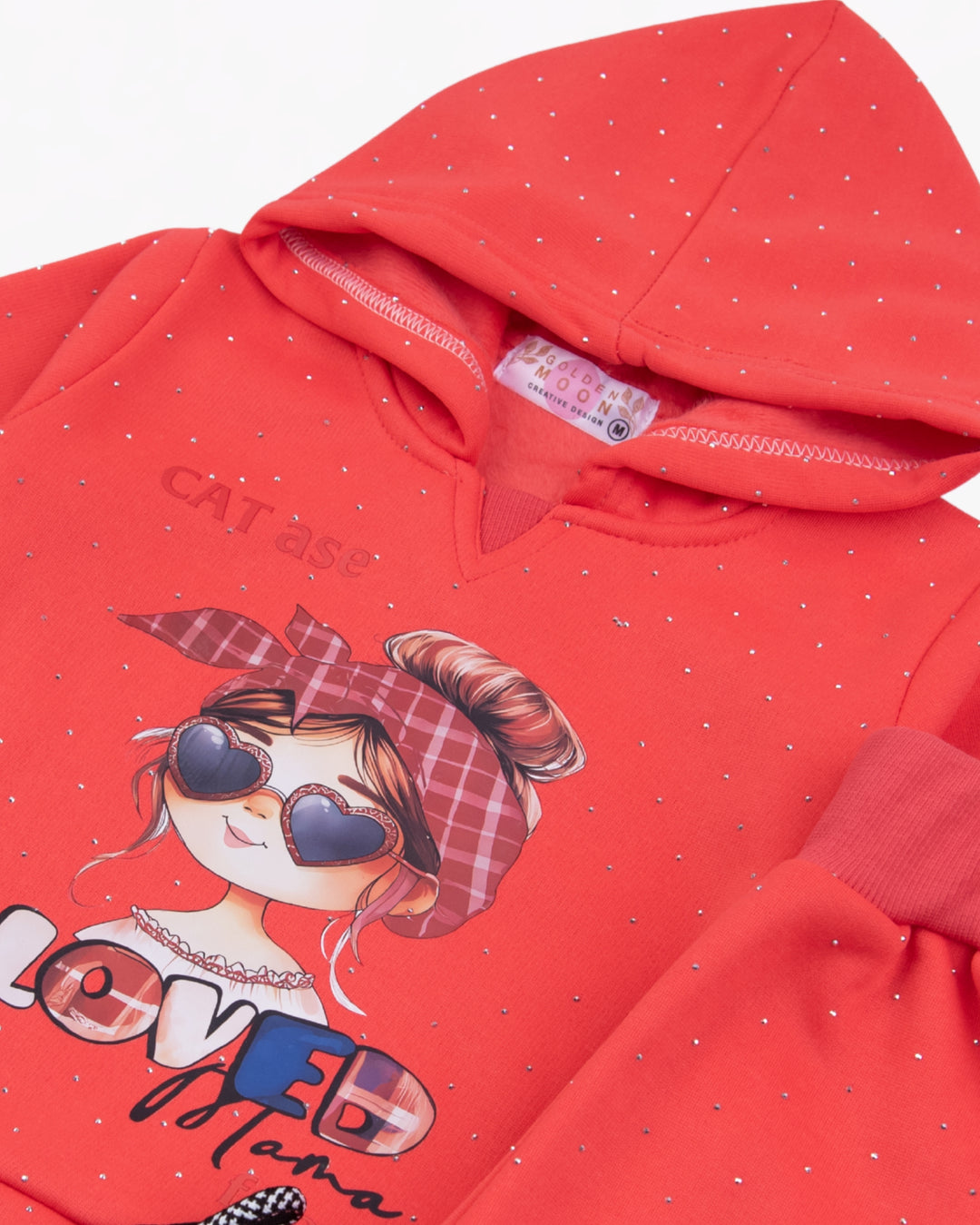 Girl Red Cartoon Hoodie and Pant Set