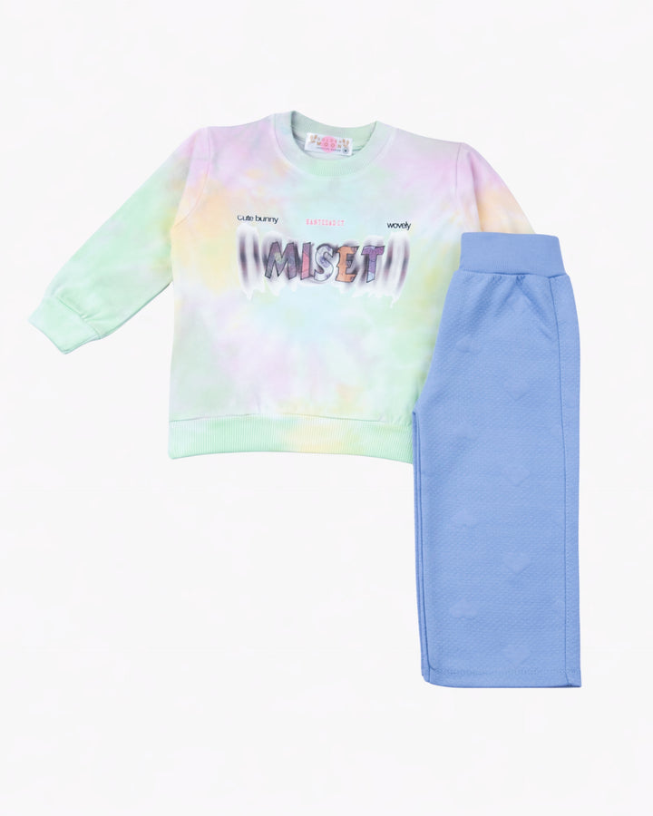 Girl Tie-Dye Sweatshirt and Blue Jogger Set