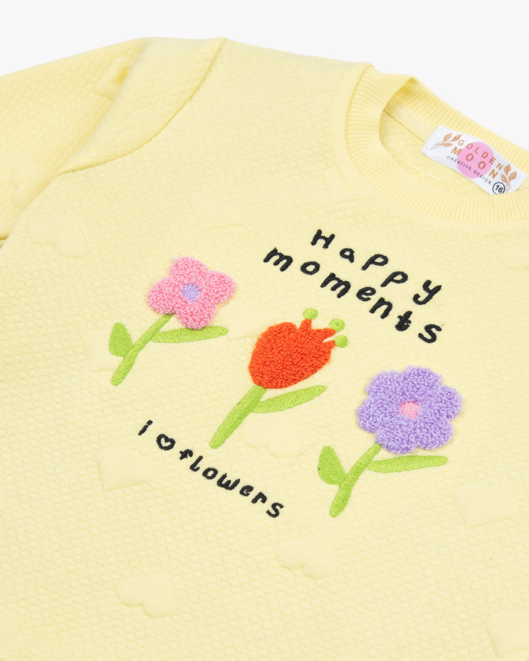 Girl Yellow Happy Flowers Crewneck Sweatshirt