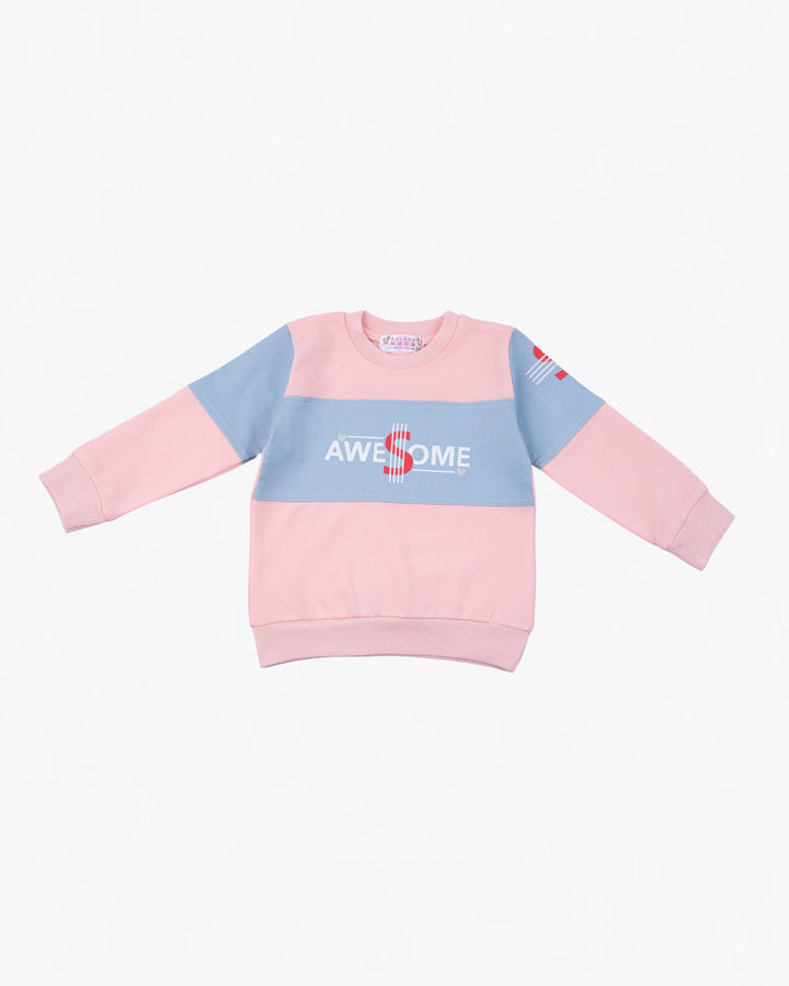 Girl Pink Awesome Crewneck Sweatshirt
