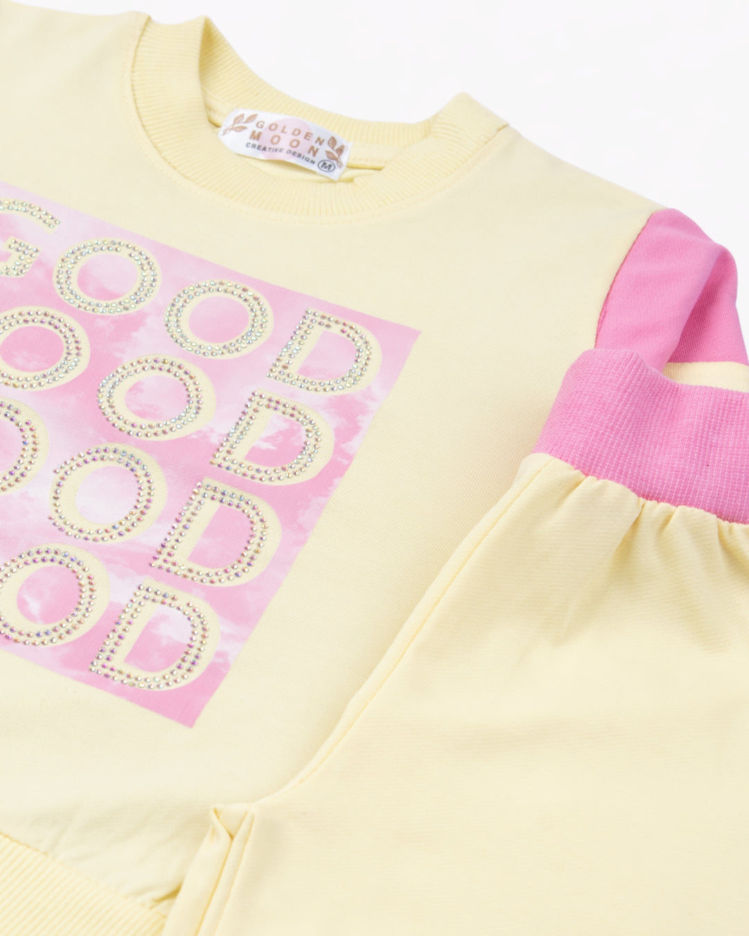 Girl Yellow Top and Contrast Stripe Pant Set