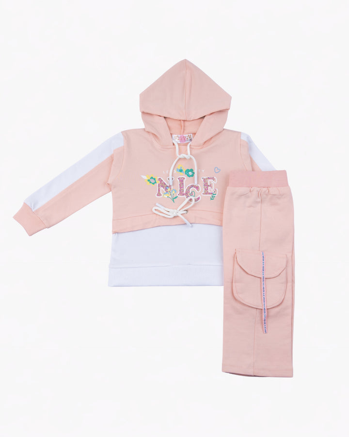 Girl Peach LOVE Hooded Top & Cargo Pant Set