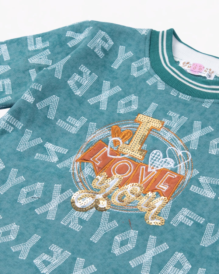 Girl Green Letters Sweatshirt