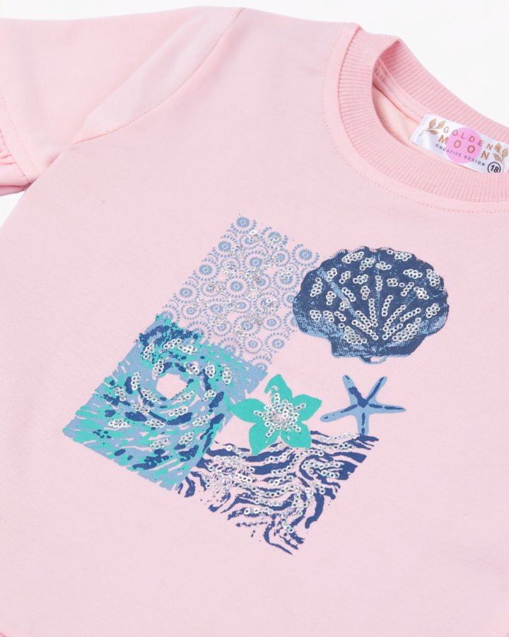 Girl Pink Sea Life Crewneck Sweatshirt