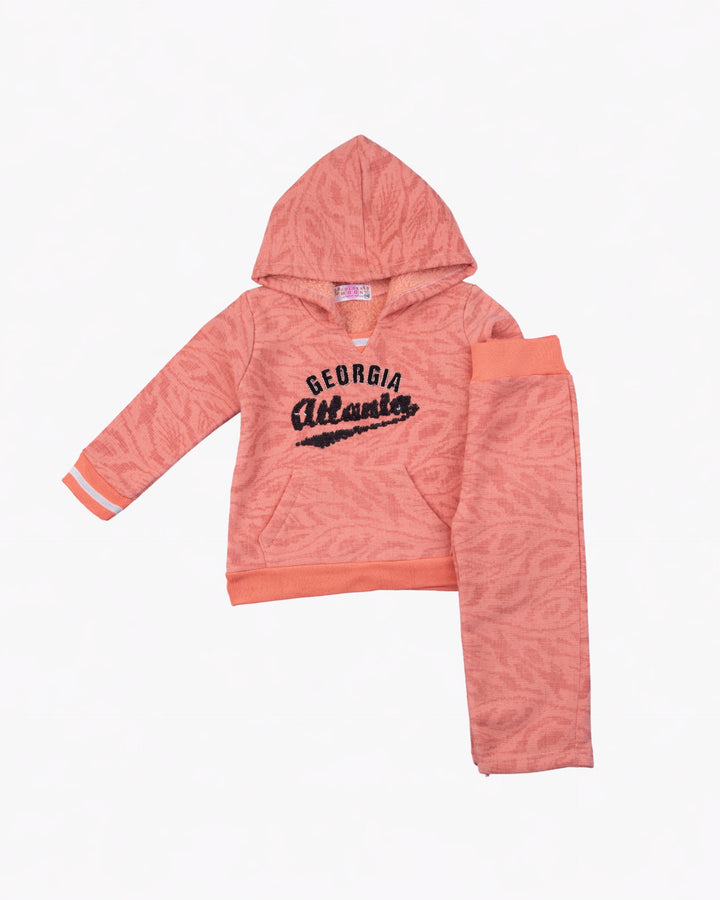 Girl Georgia Peach Hooded Sweatshirt and Pant Set