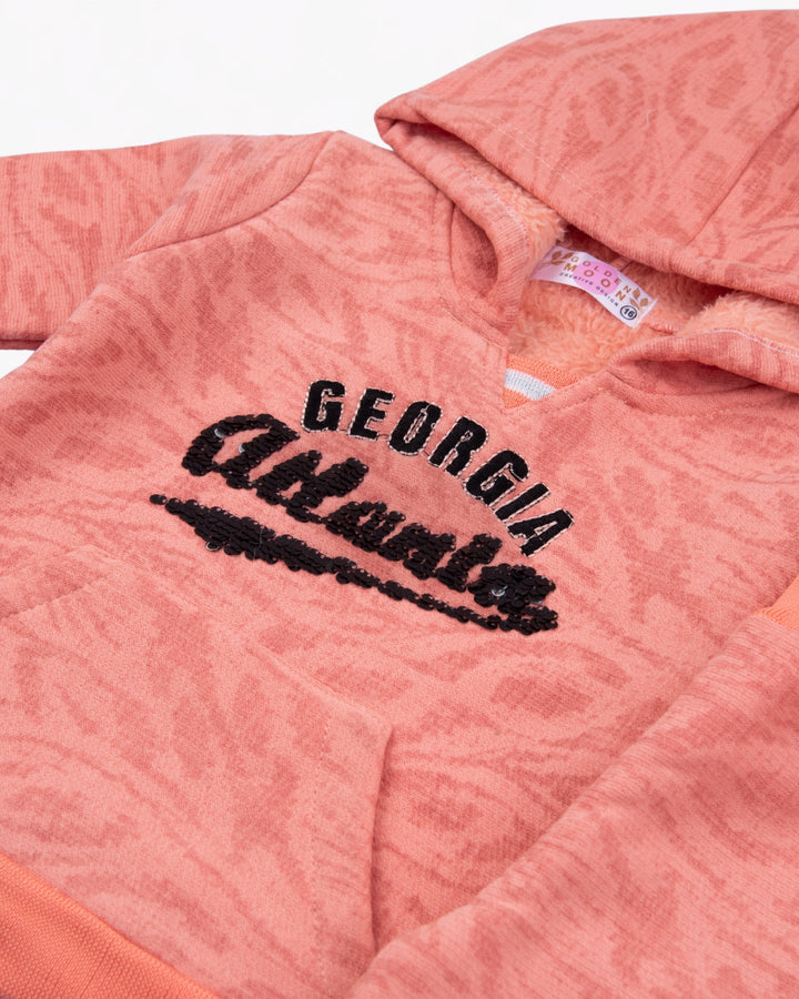 Girl Georgia Peach Hooded Sweatshirt and Pant Set