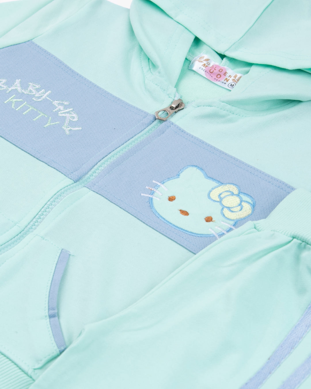 Girl Green Hooded Zip-Up and Stripe Pant Set