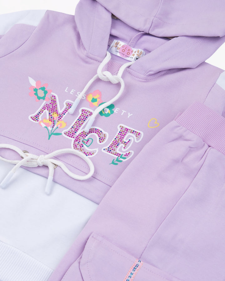 Girl Purple LOVE Hooded Top & Cargo Pant Set