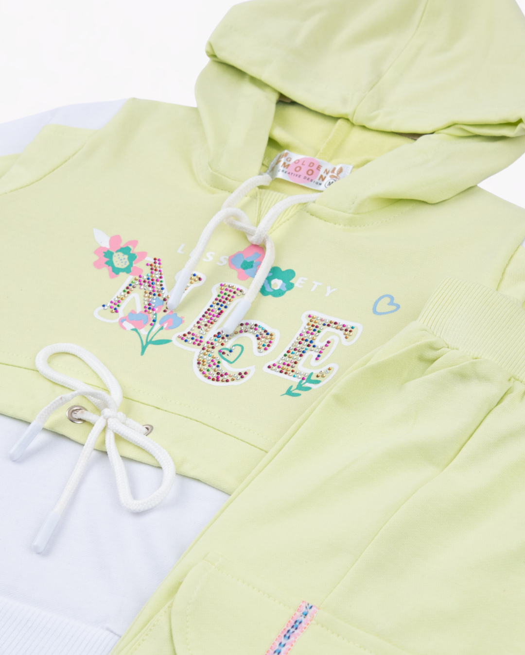 Girl Yellow LOVE Hooded Top & Cargo Pant Set