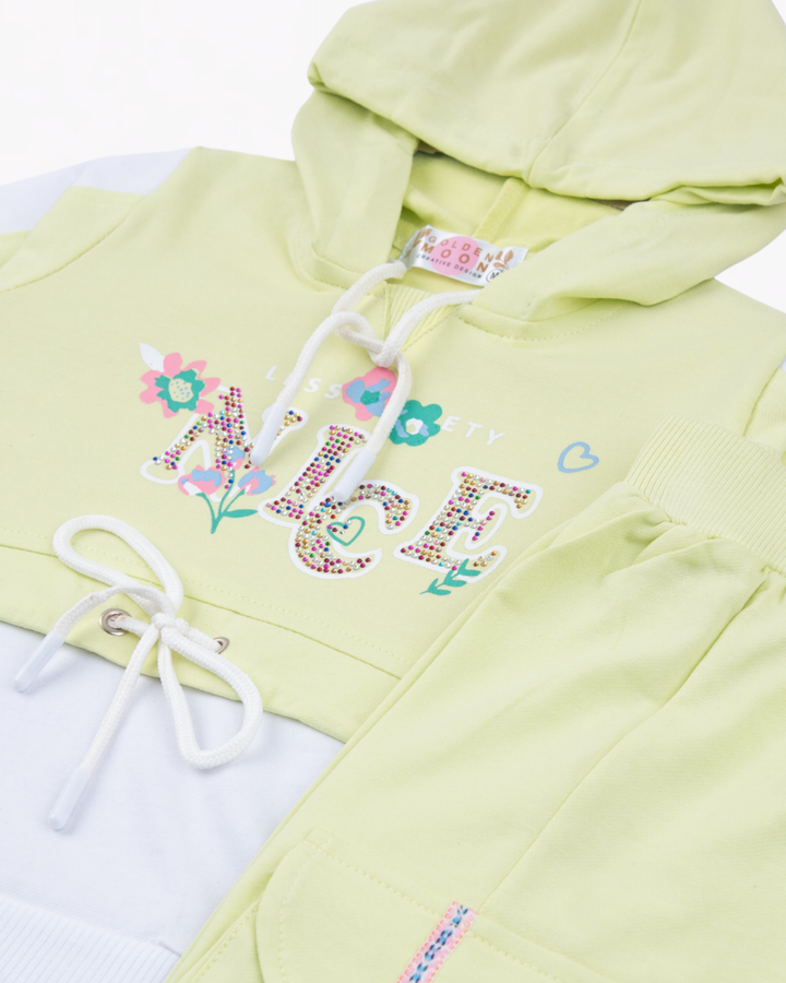 Girl Yellow LOVE Hooded Top & Cargo Pant Set