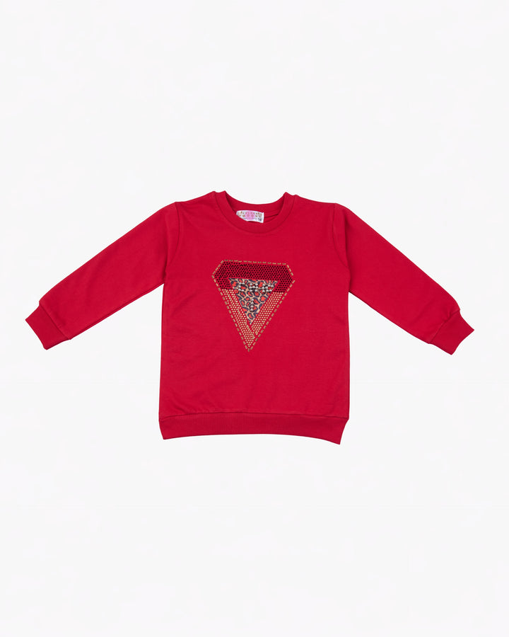 Girl Red Triangle Crewneck Sweatshirt