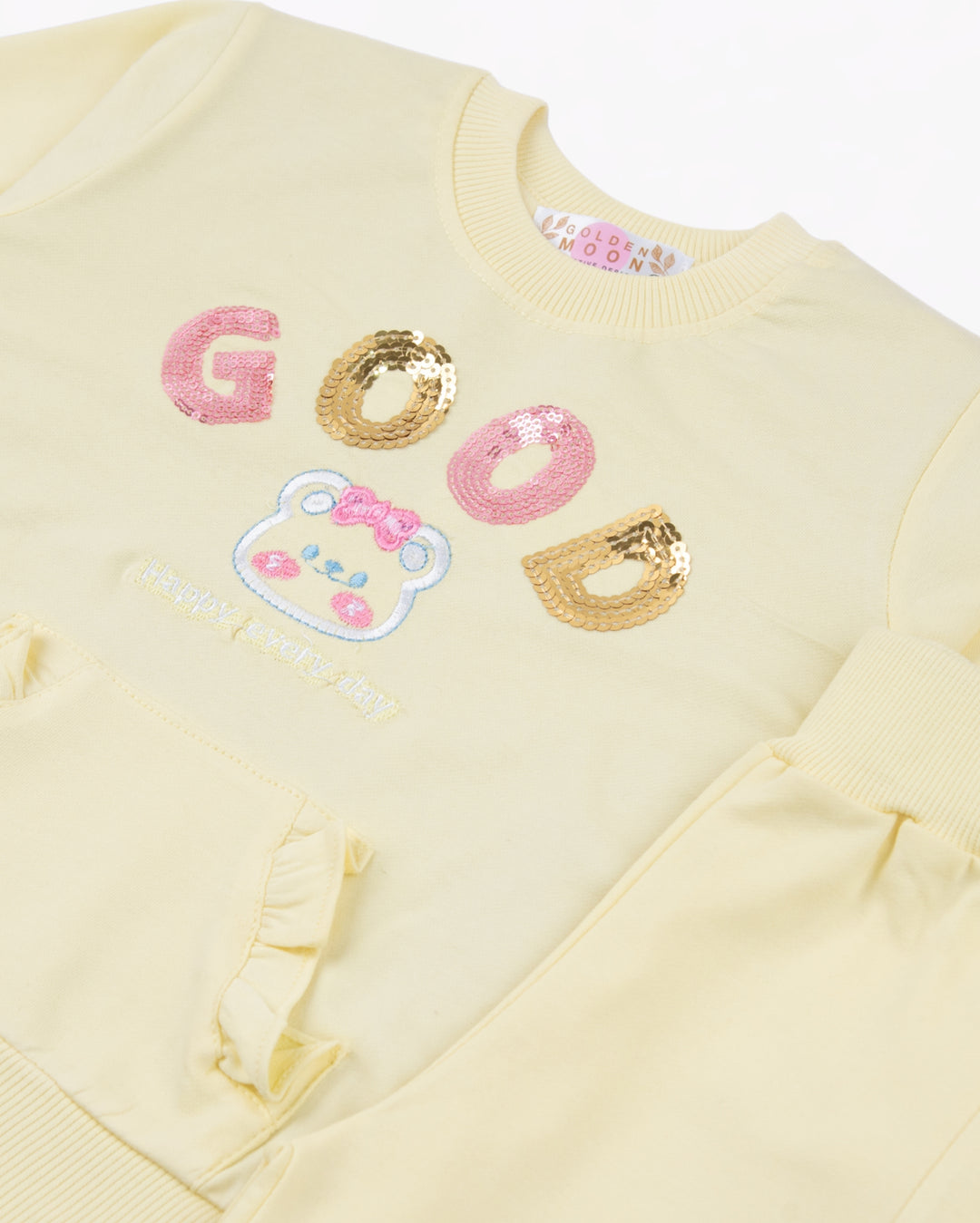 Girl Yellow GOOD Graphic Crewneck and Pant Set