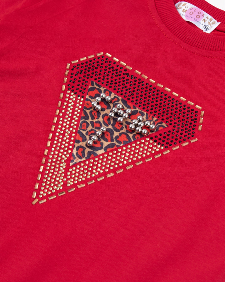 Girl Red Triangle Crewneck Sweatshirt