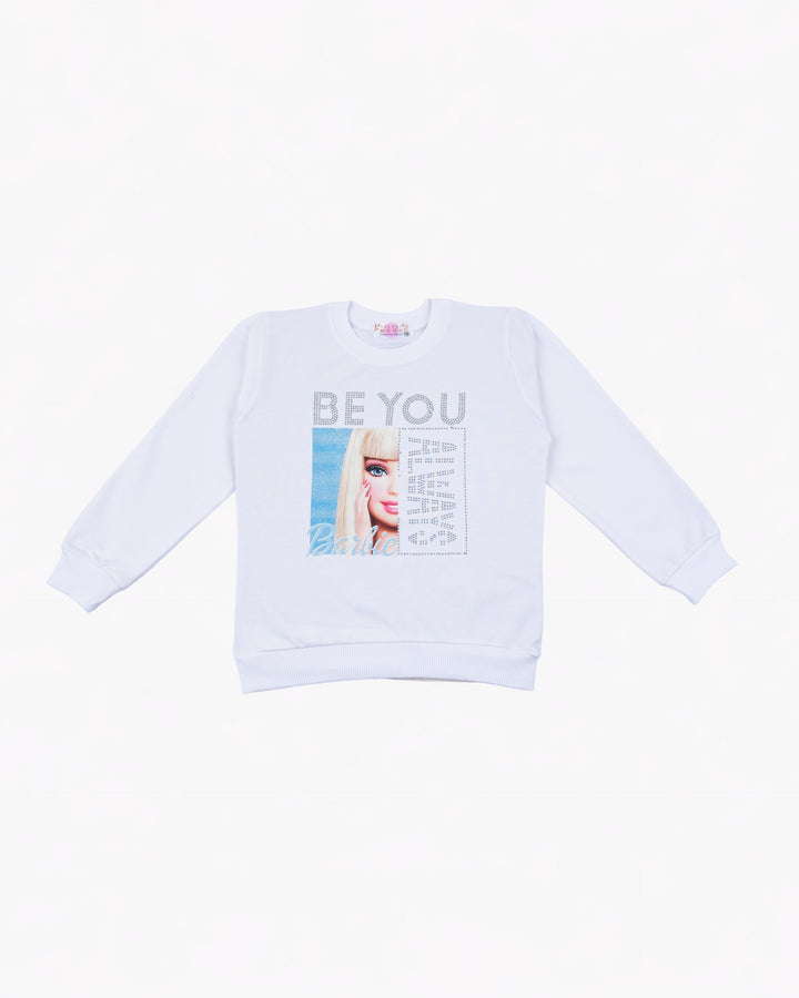 Girl Be You White Blue Crewneck Sweatshirt