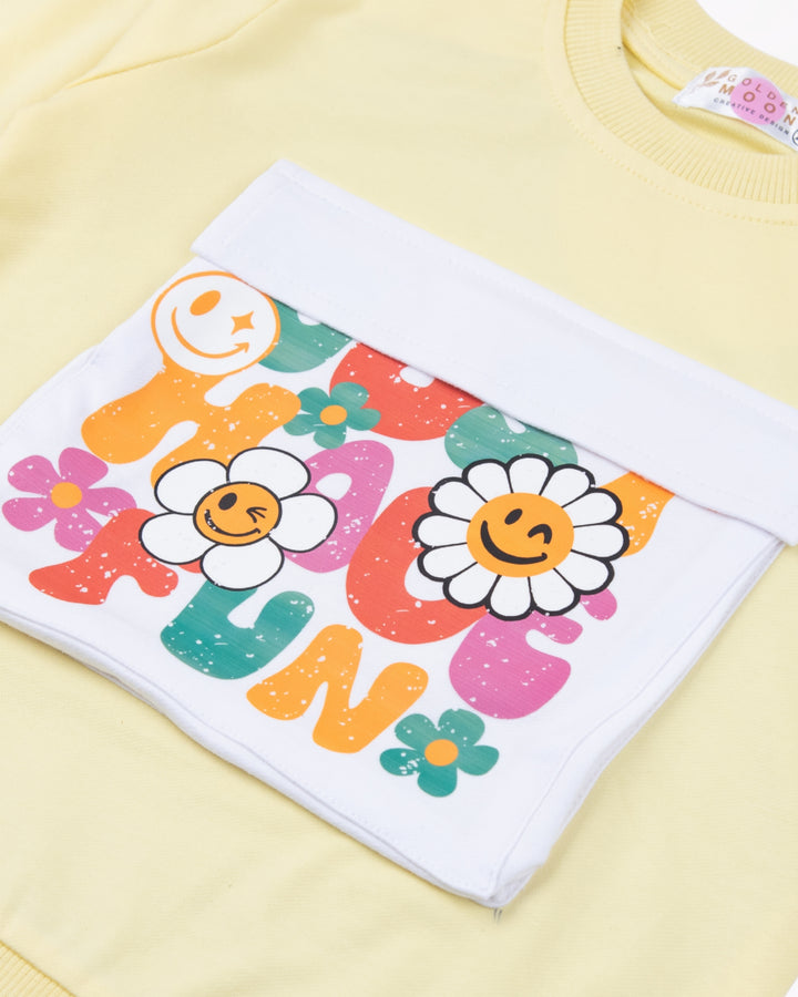 Girl Yellow Floral Bloom Crewneck Sweatshirt