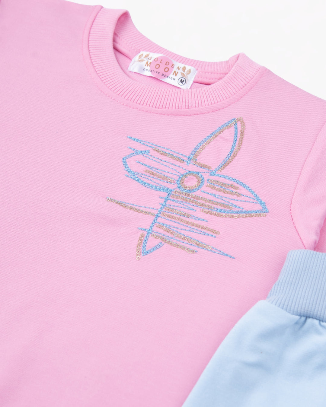 Girl Pink Floral Crewneck and Pant Set