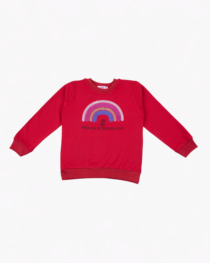 Girl Red Rainbow Crewneck Sweatshirt