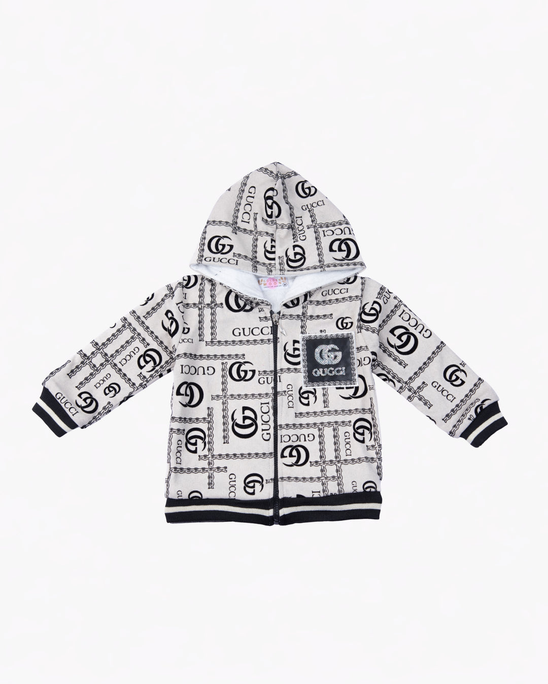 Girl White Print Hoodie and Pant Set