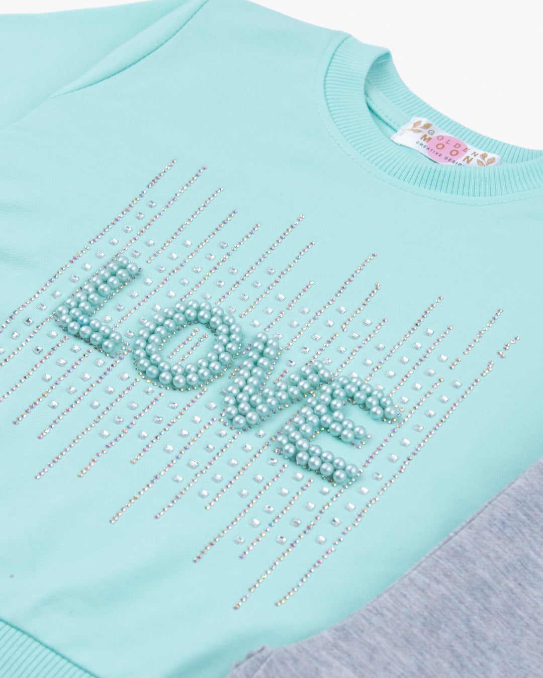 Girl Blue LOVE Crewneck and Stripe Pant Set