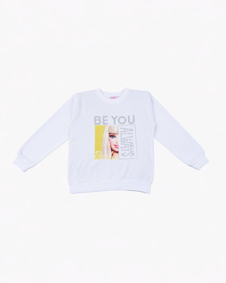 Girl Be You White Yellow Crewneck Sweatshirt