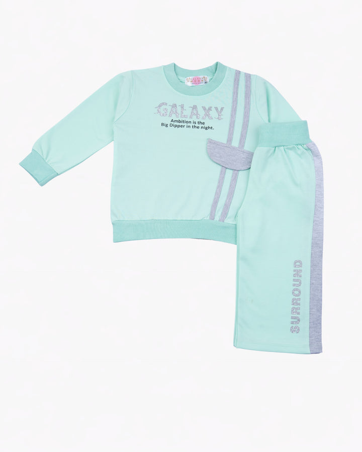 Girl Green Galaxy Crewneck and Pant Set
