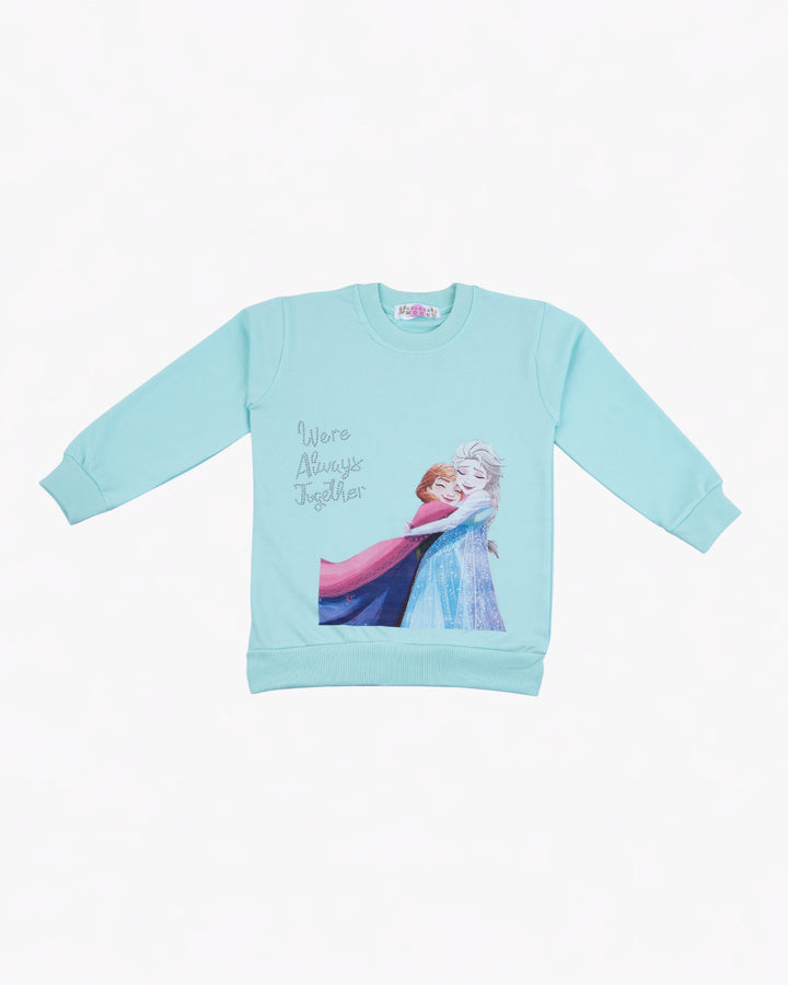 Girl Magical Sisters Green Crewneck Sweatshirt