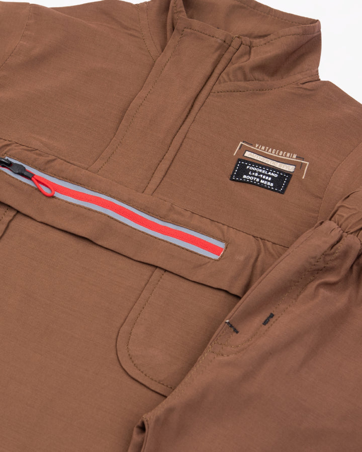 Boy Brown Pullover Jacket Set