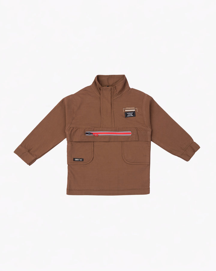 Boy Brown Pullover Jacket Set