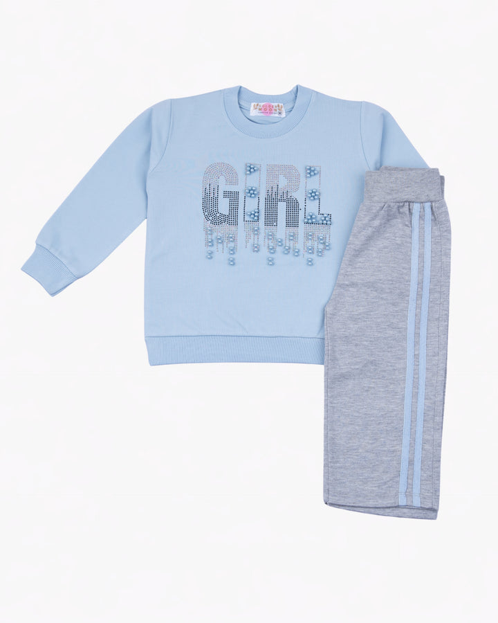 Girl Blue Sparkle Crewneck and Pant Set