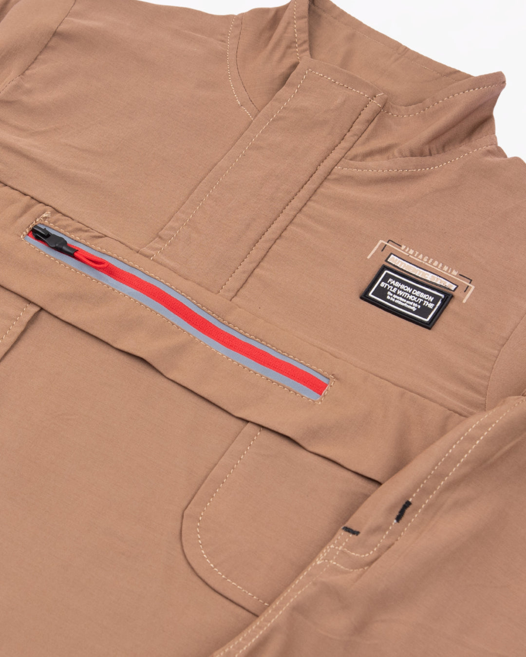 Boy Light Brown Pullover Jacket Set