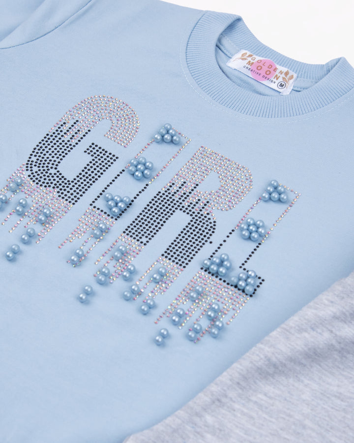 Girl Blue Sparkle Crewneck and Pant Set
