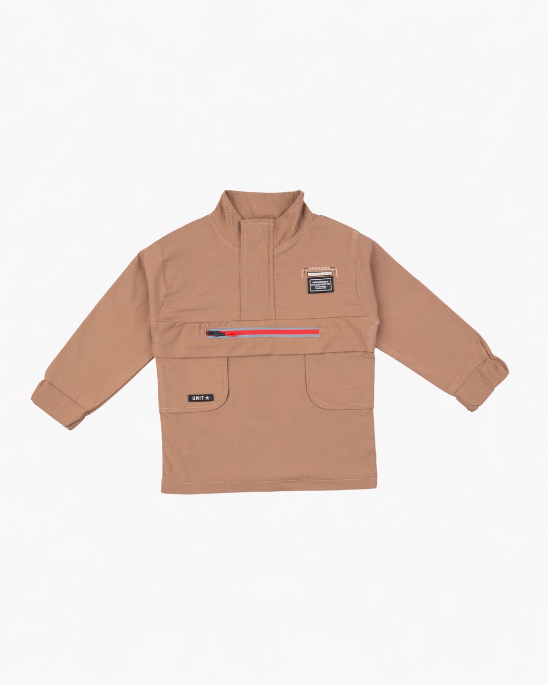 Boy Light Brown Pullover Jacket Set