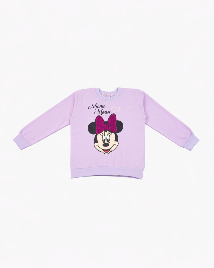 Girl Purple Minnie Mouse Crewneck Sweatshirt