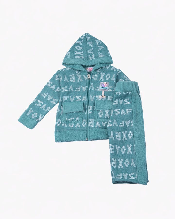 Girl Green Letters Hoodie and Pant Set