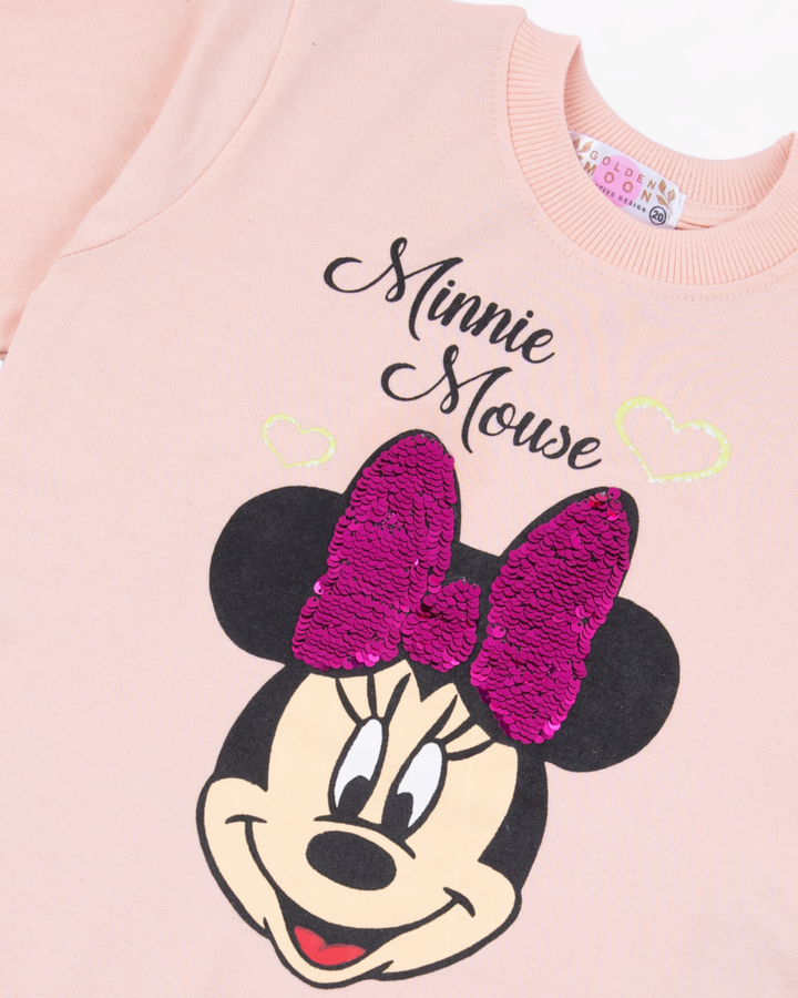 Girl Pink Minnie Mouse Crewneck Sweatshirt