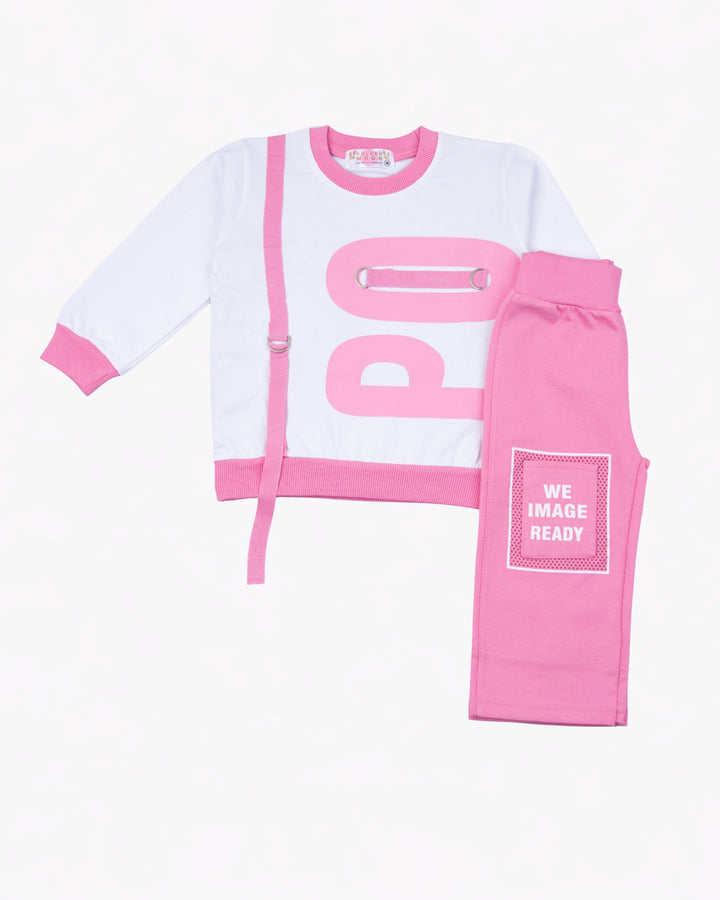 Girl Two-Tone Pink Top and Pant Set
