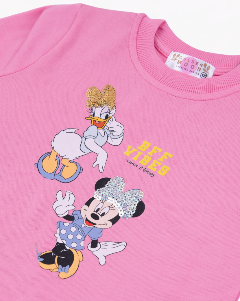 Girl Cartoon Friends Pink Crewneck Sweatshirt