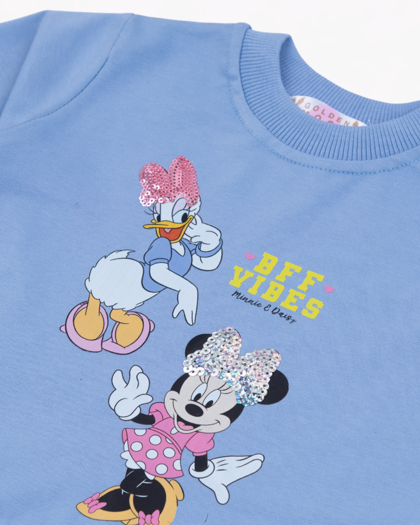 Girl Cartoon Friends Blue Crewneck Sweatshirt