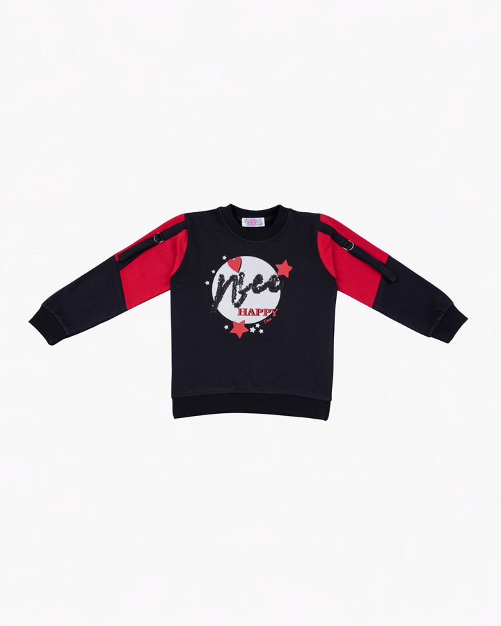 Girl Need Happy Black Crewneck Sweatshirt